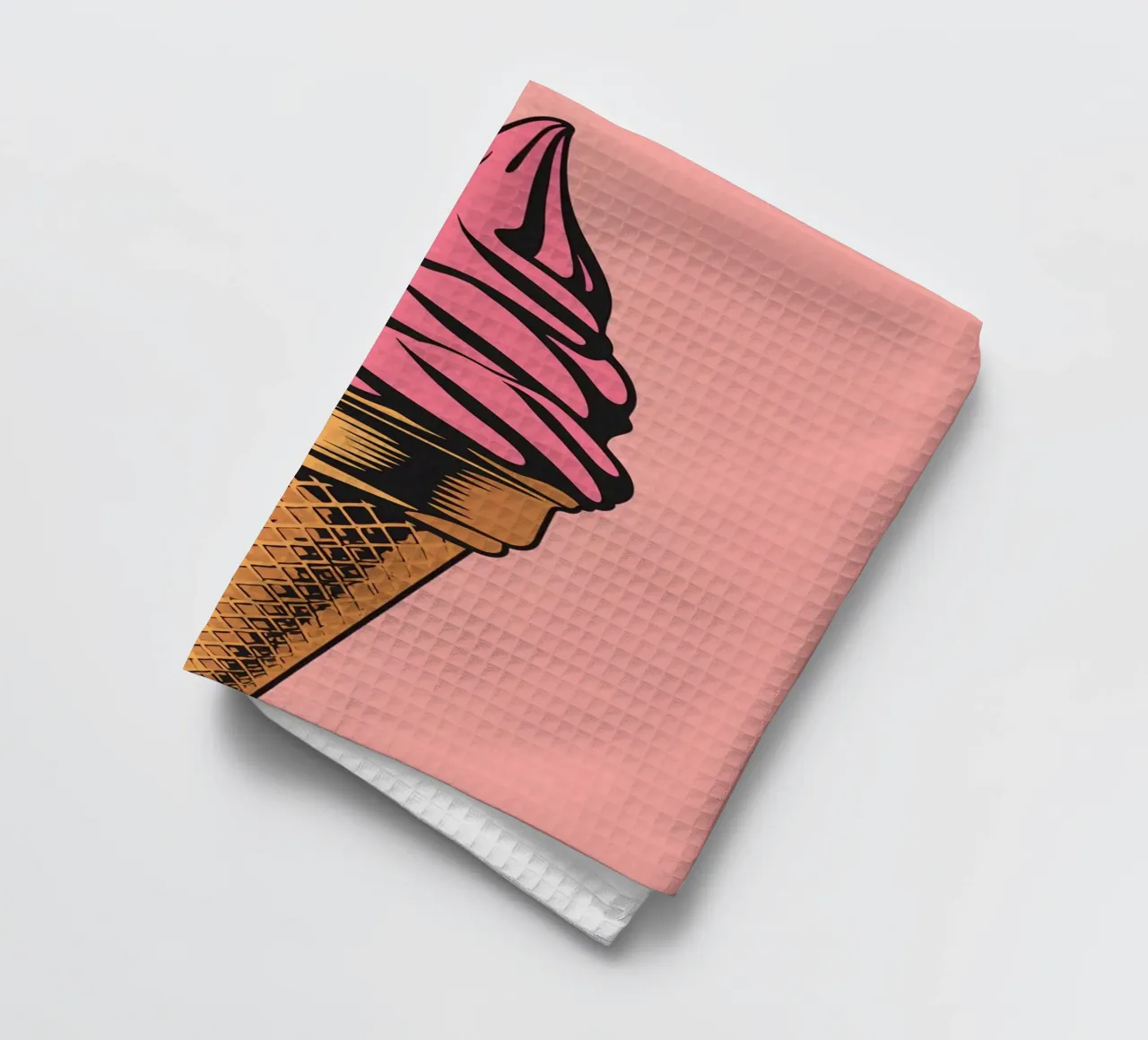 Pink Soft Serve Ice Cream Cone tea towel by DesignDoodle