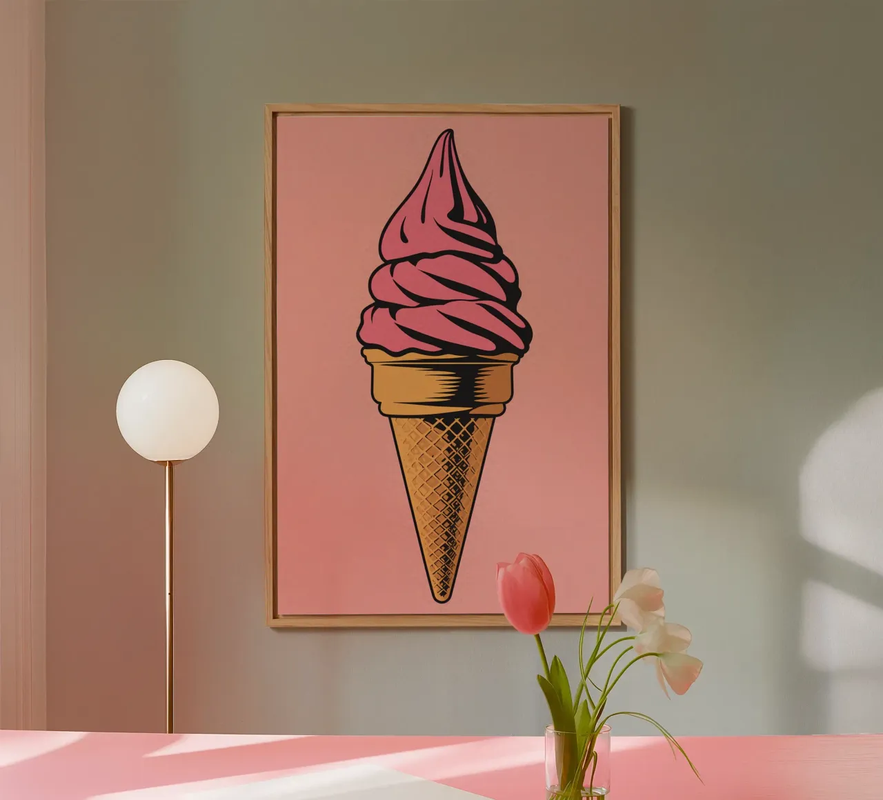 Cono gelato soft serve rosa alluminio dibond da DesignDoodle