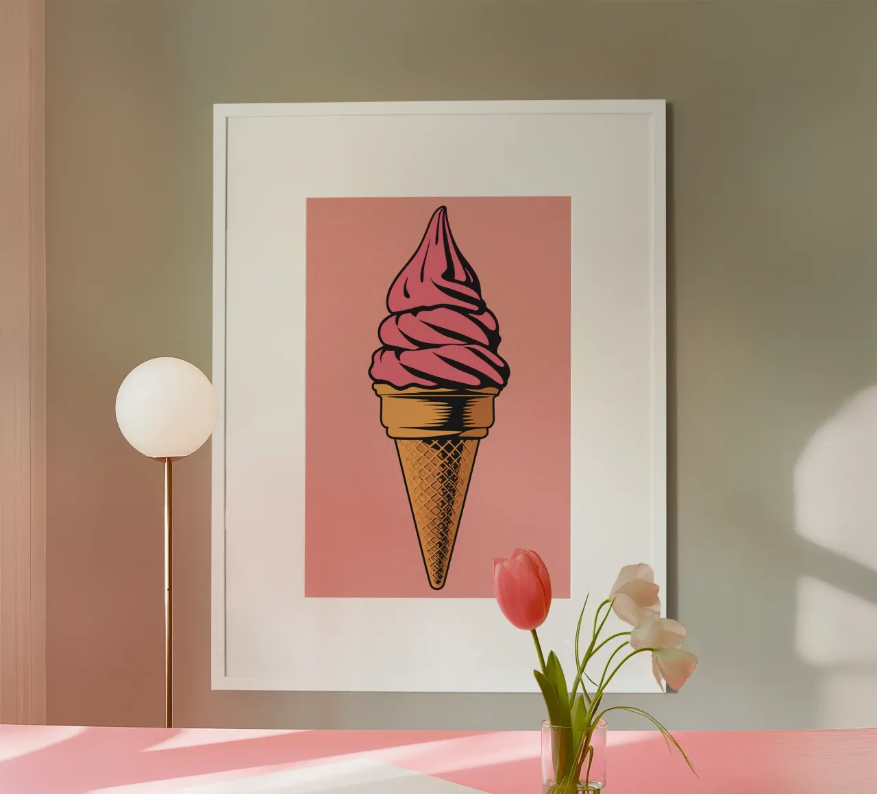 Cono gelato soft serve rosa carta hahnemühle da DesignDoodle