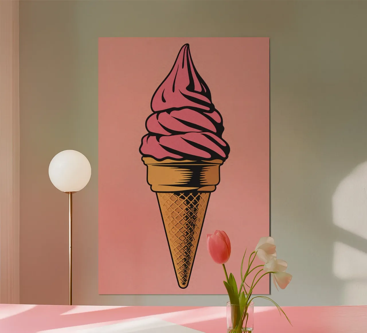 Cono gelato soft serve rosa carta hahnemühle da DesignDoodle