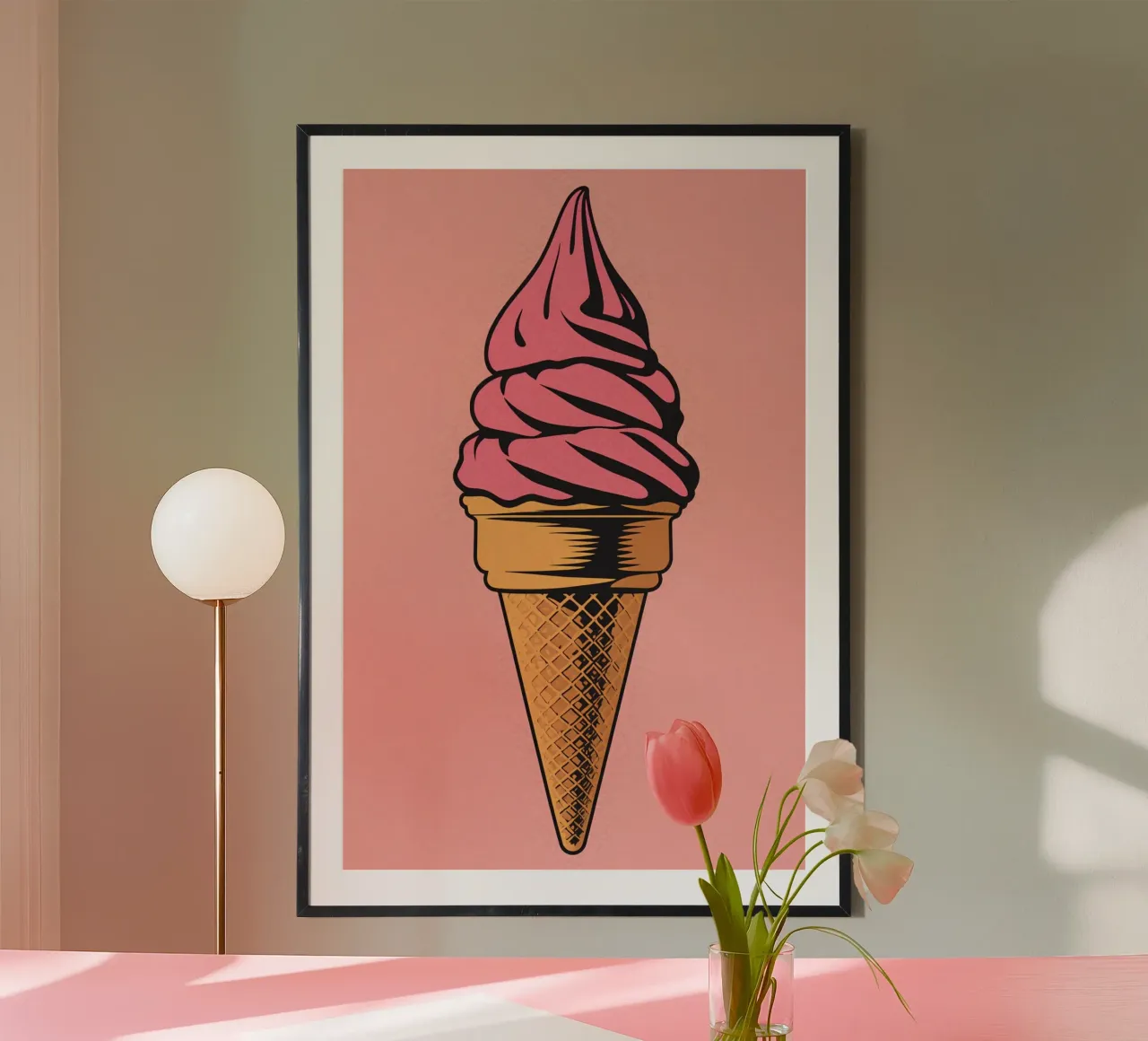 Cono gelato soft serve rosa carta hahnemühle da DesignDoodle