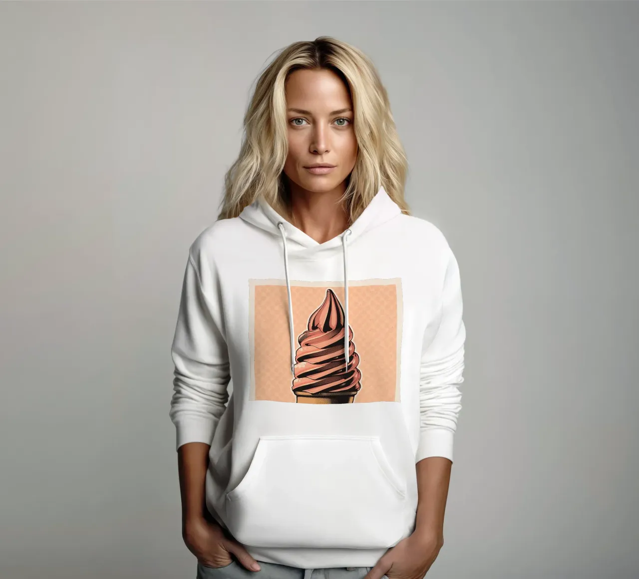 Cono gelato soft-serve rosa felpa con cappuccio da DesignDoodle