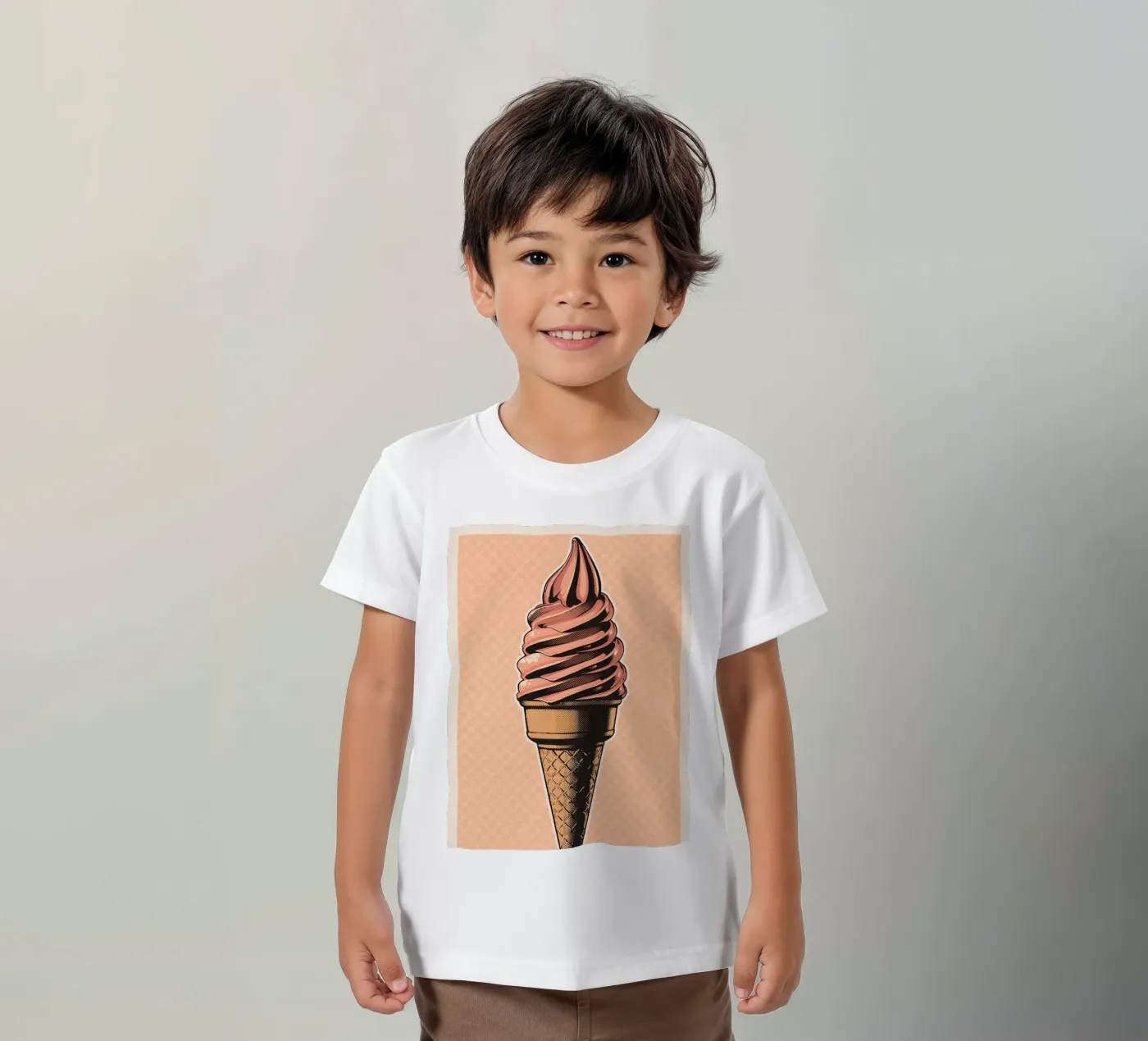 Pink soft-serve ice cream cone kinder t-shirt van DesignDoodle