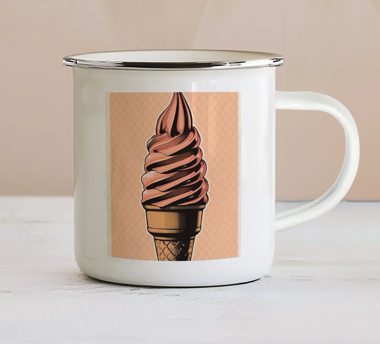 Cono gelato soft-serve rosa tazza in smalto da DesignDoodle