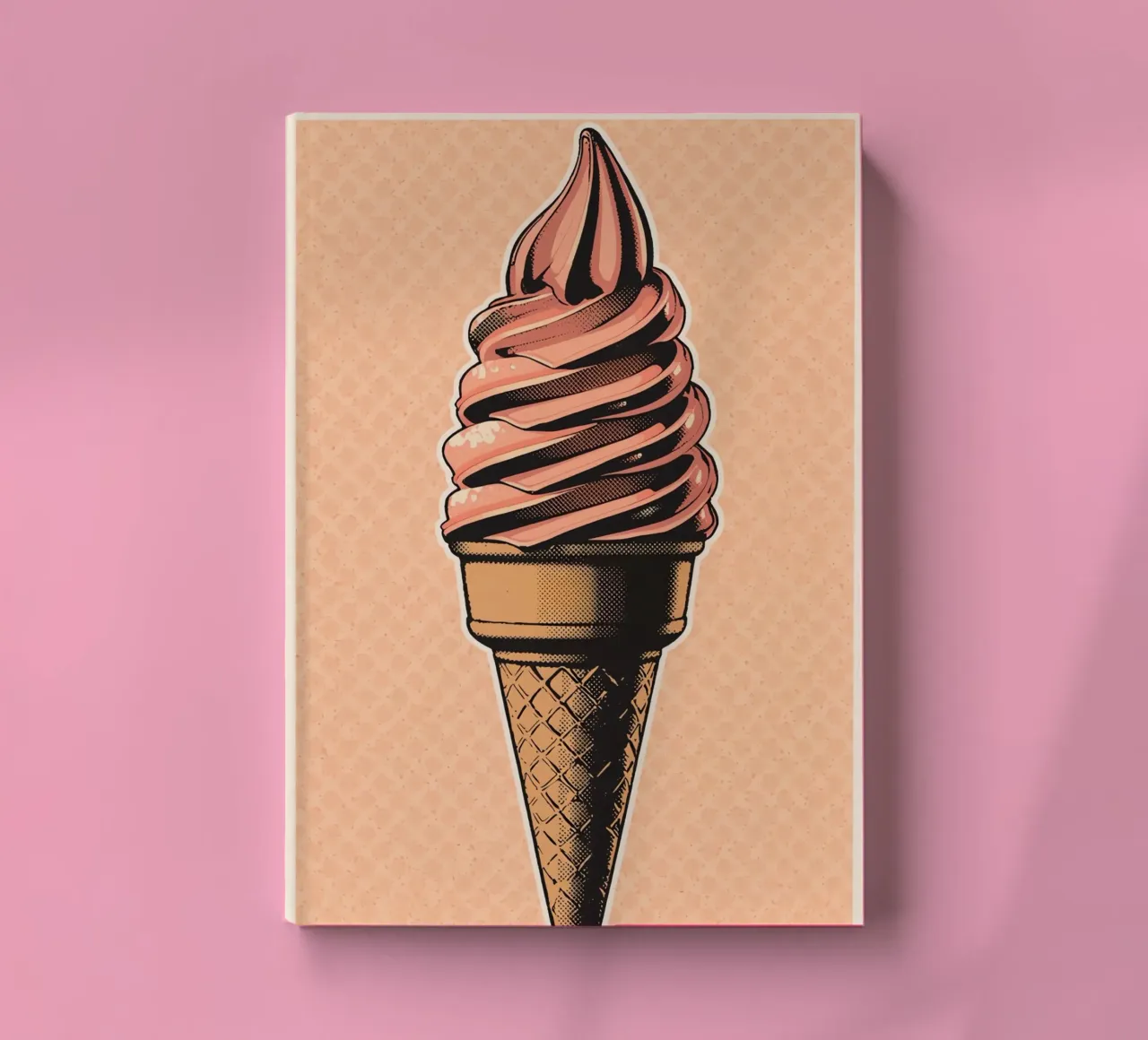 Pink soft-serve ice cream cone notebook by DesignDoodle