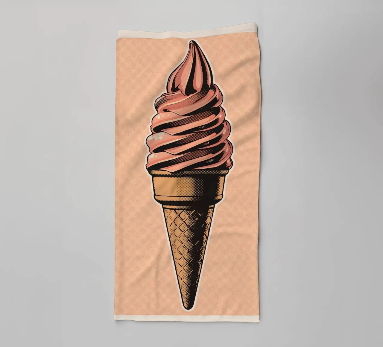 Pink soft-serve ice cream cone towel by DesignDoodle