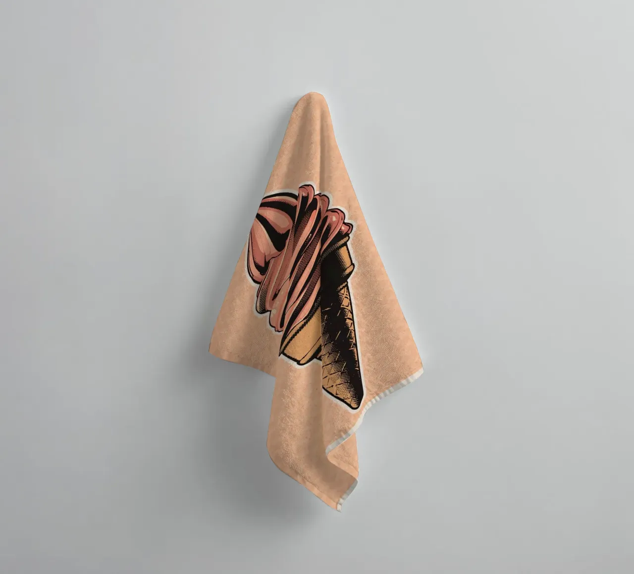 Pink soft-serve ice cream cone towel by DesignDoodle