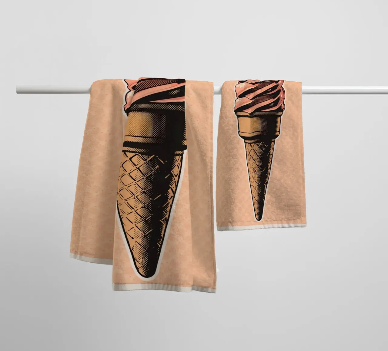 Pink soft-serve ice cream cone towel by DesignDoodle