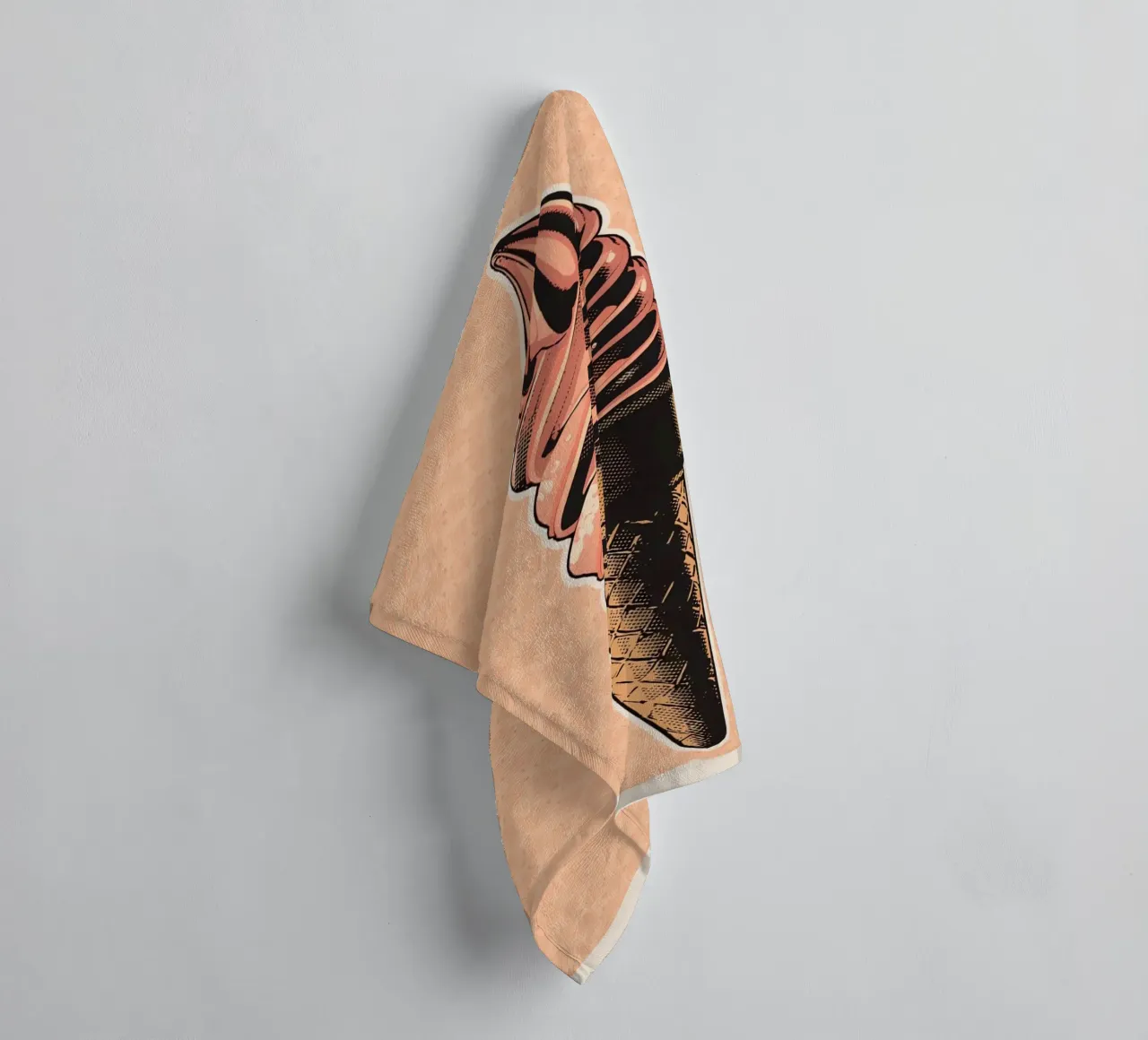 Pink soft-serve ice cream cone towel by DesignDoodle