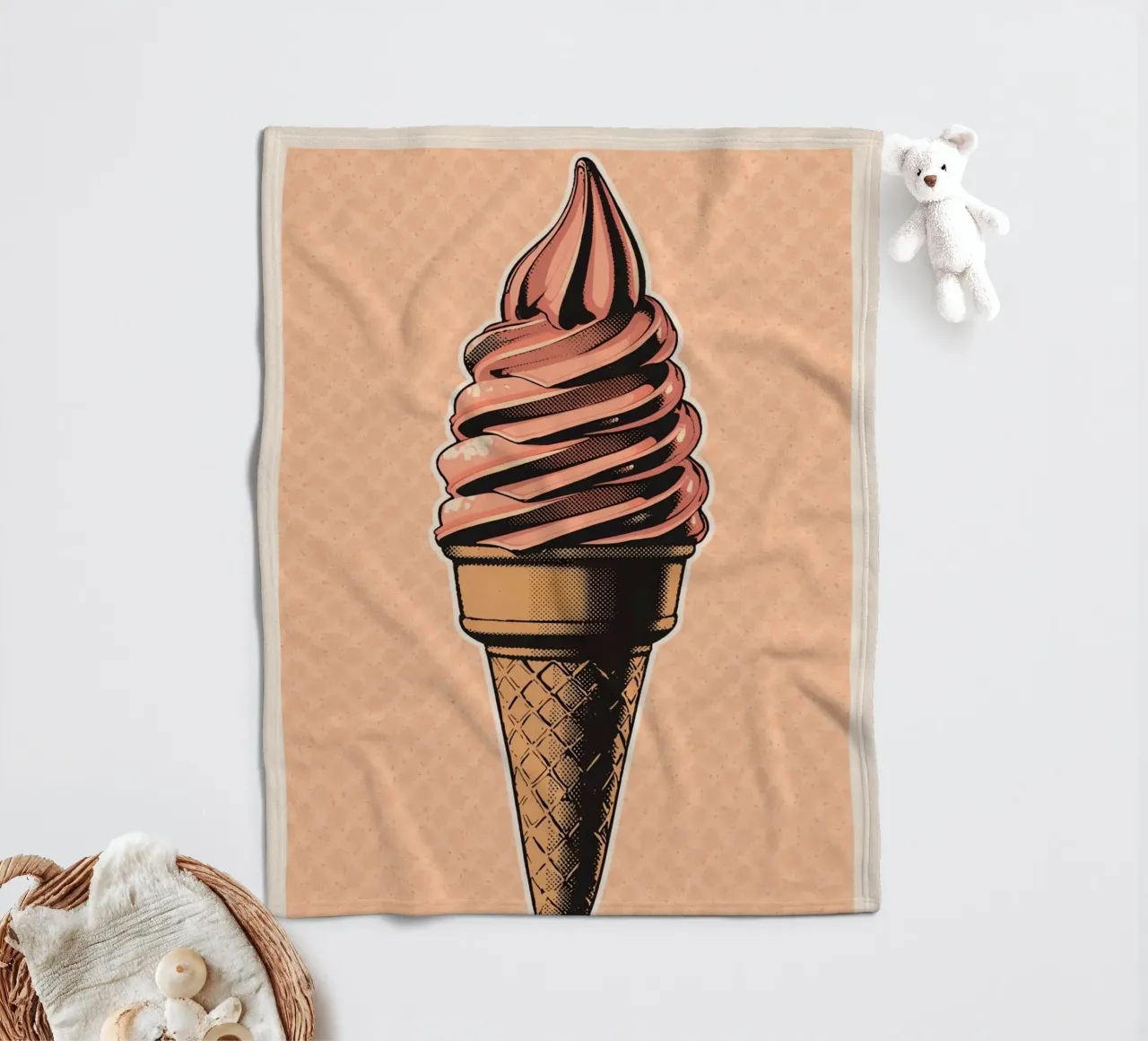 Rosa Softeiswaffel Fleecedecke von DesignDoodle