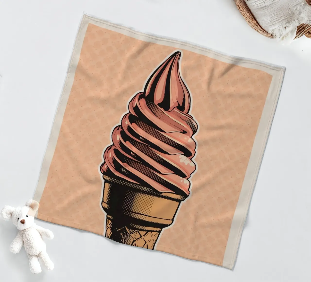 Rosa Softeiswaffel Fleecedecke von DesignDoodle