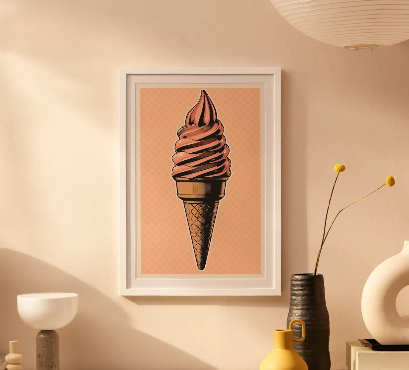 Pink soft-serve ice cream cone Poster von DesignDoodle