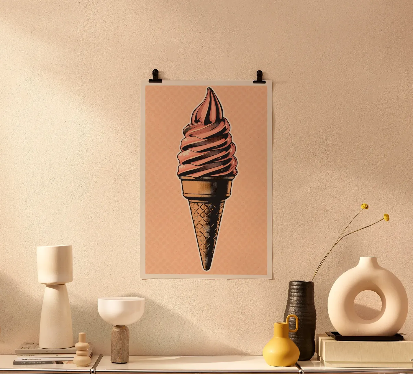 Pink soft-serve ice cream cone Poster von DesignDoodle