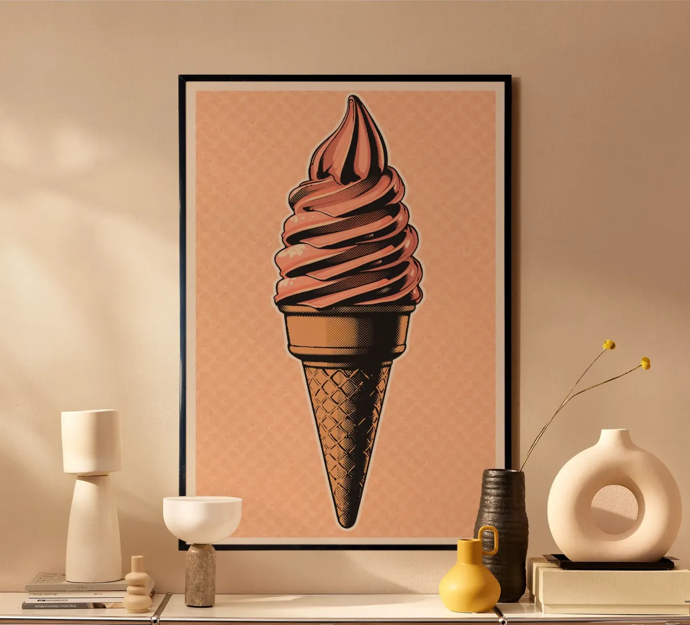 Pink soft-serve ice cream cone Poster von DesignDoodle