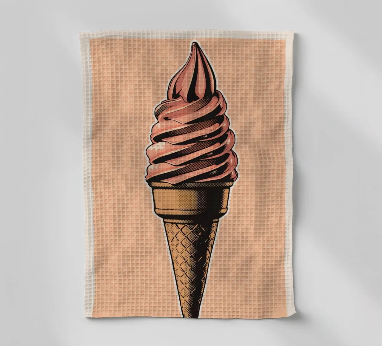 Cono gelato soft-serve rosa canovaccio da cucina da DesignDoodle