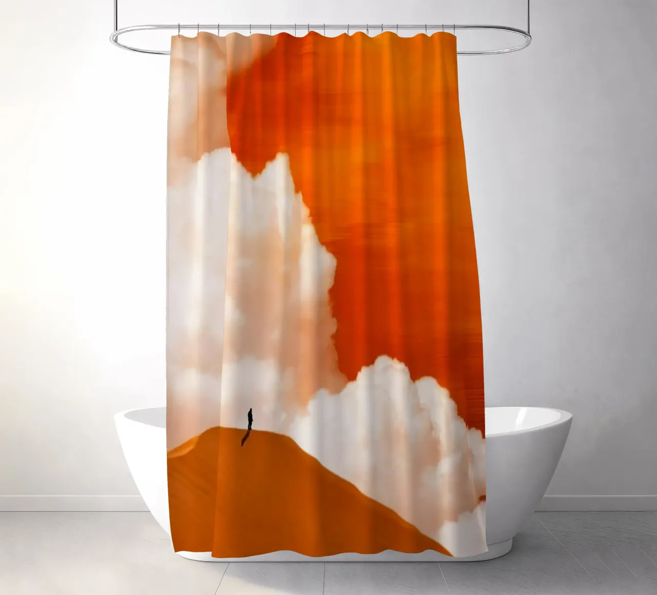man stand in yellow shade cortina de baño de scoten