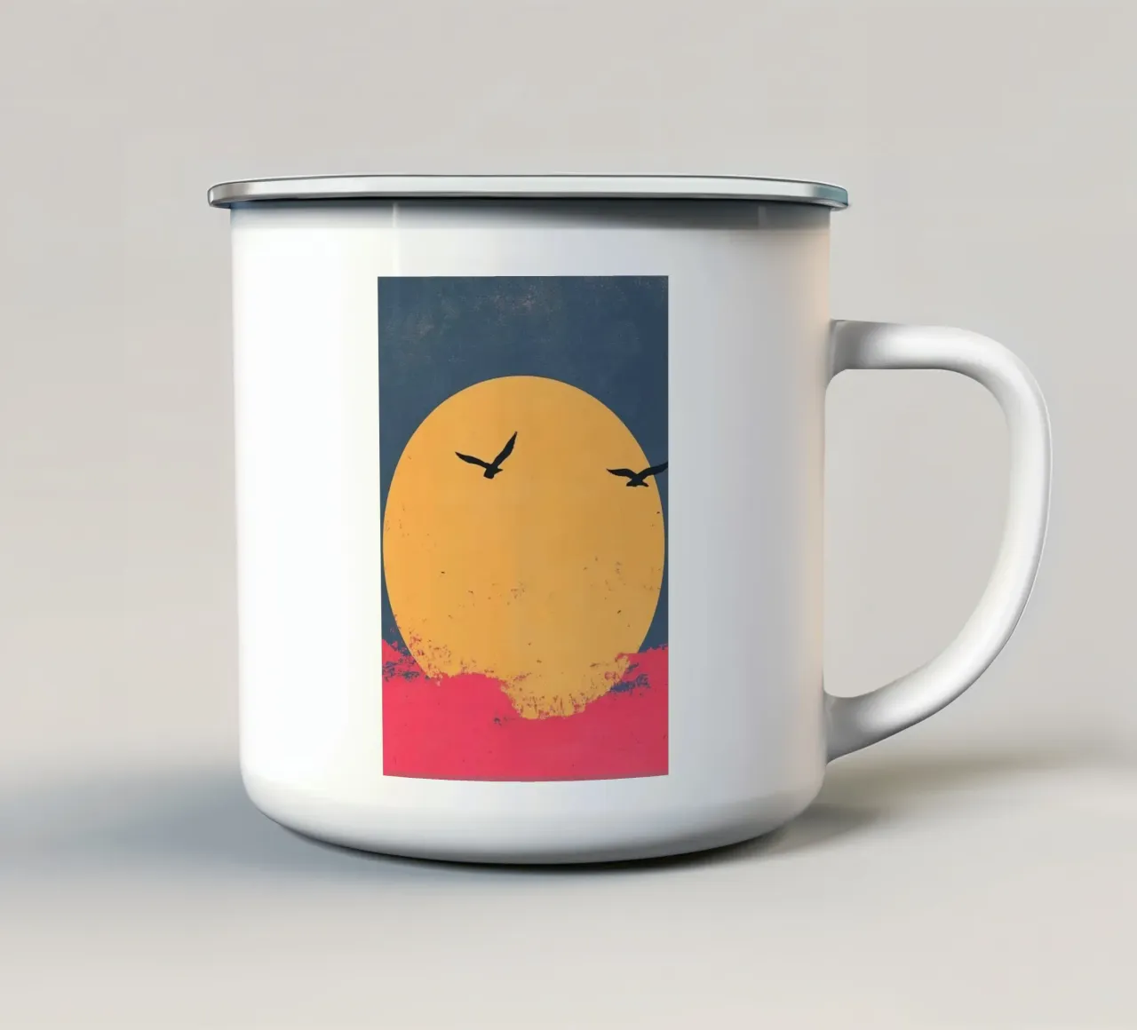 circle shape bird tazza in smalto da scoten