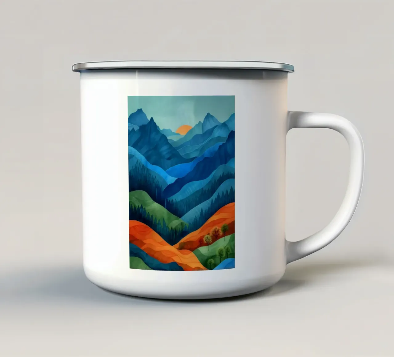 color wave mountain tazza in smalto da scoten