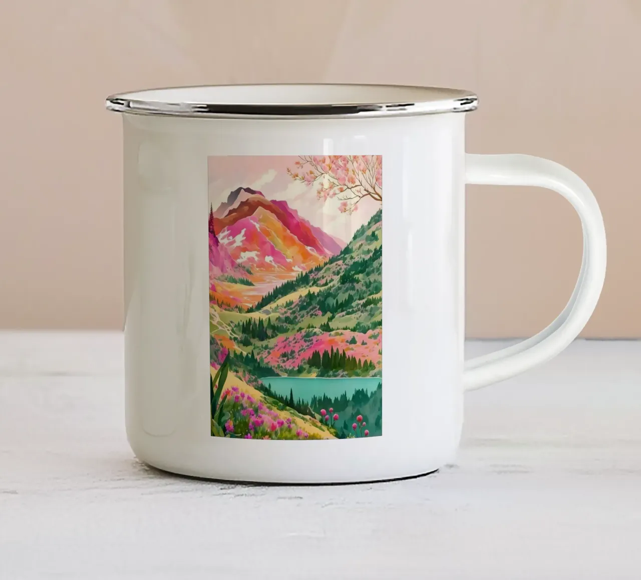 hill colorful forest tazza in smalto da scoten