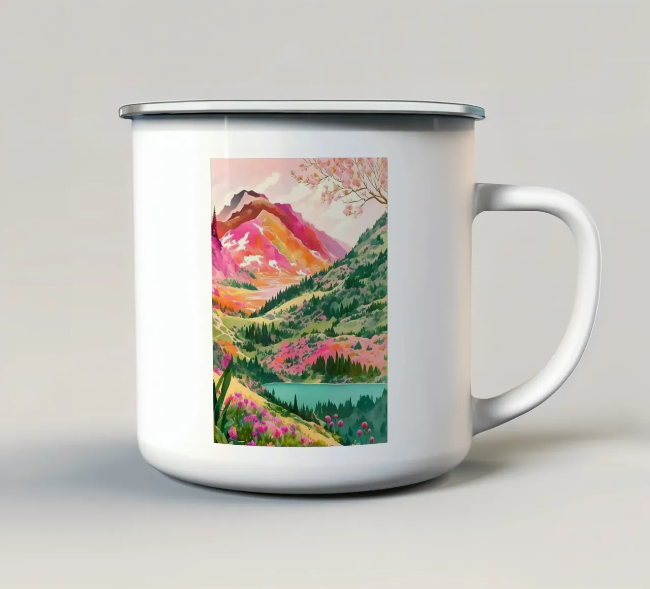 hill colorful forest tazza in smalto da scoten