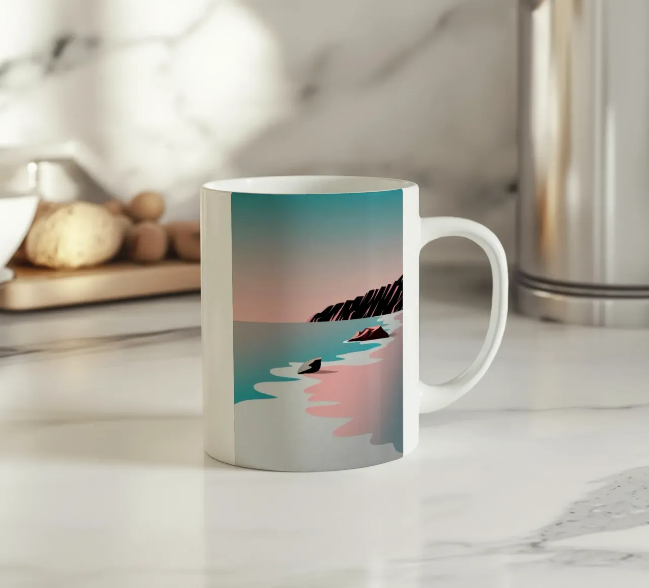 beach and the moutain rock tazza in ceramica da scoten