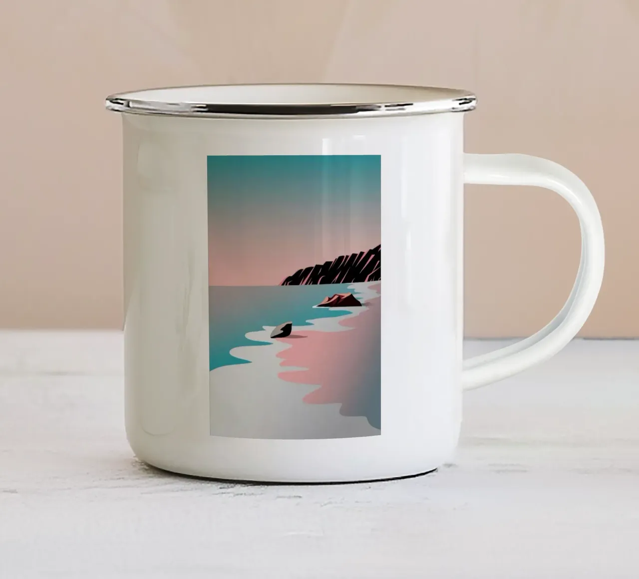 beach and the moutain rock tazza in smalto da scoten