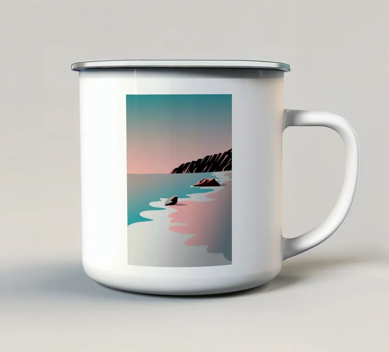 beach and the moutain rock tazza in smalto da scoten