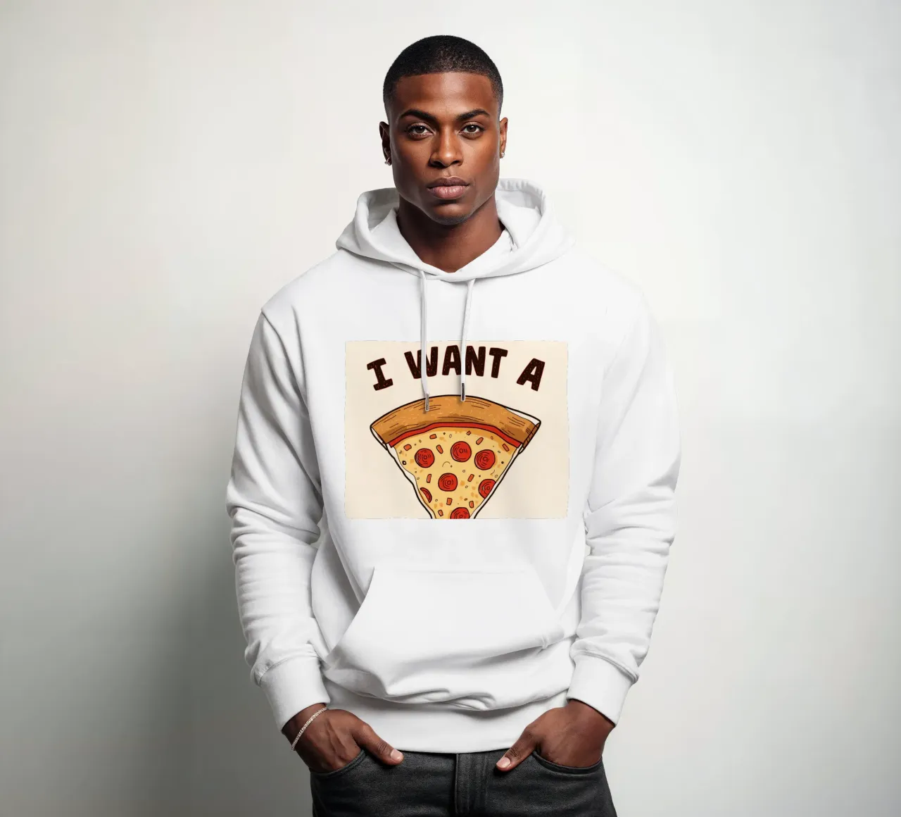 Pizzaplak met 'I WANT A PIZZA YOU'. hoodie van DesignDoodle