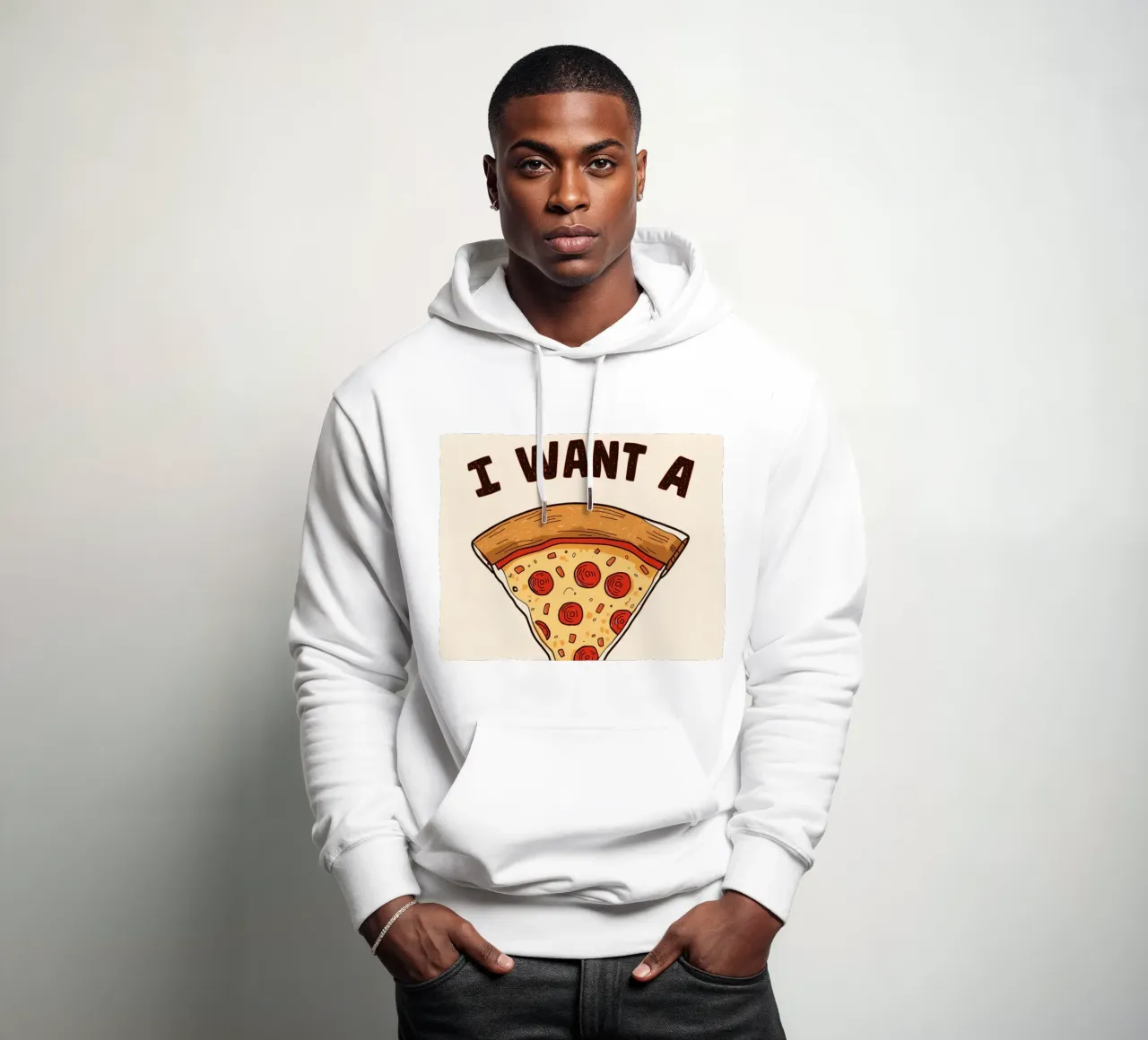 Pizza slice with "I WANT A Pizza YOU" felpa con cappuccio da DesignDoodle
