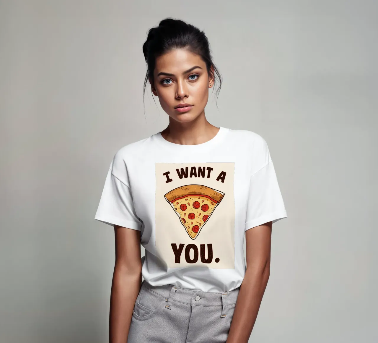 Pizza slice with "I WANT A Pizza YOU" t-shirt da DesignDoodle