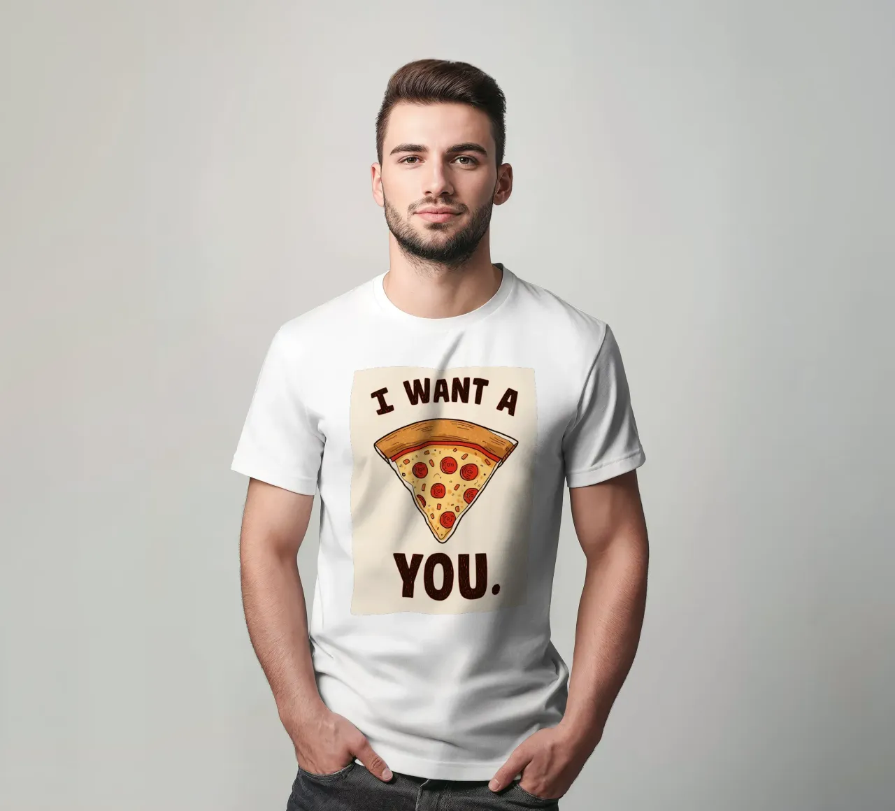 Pizza slice with "I WANT A Pizza YOU" t-shirt da DesignDoodle