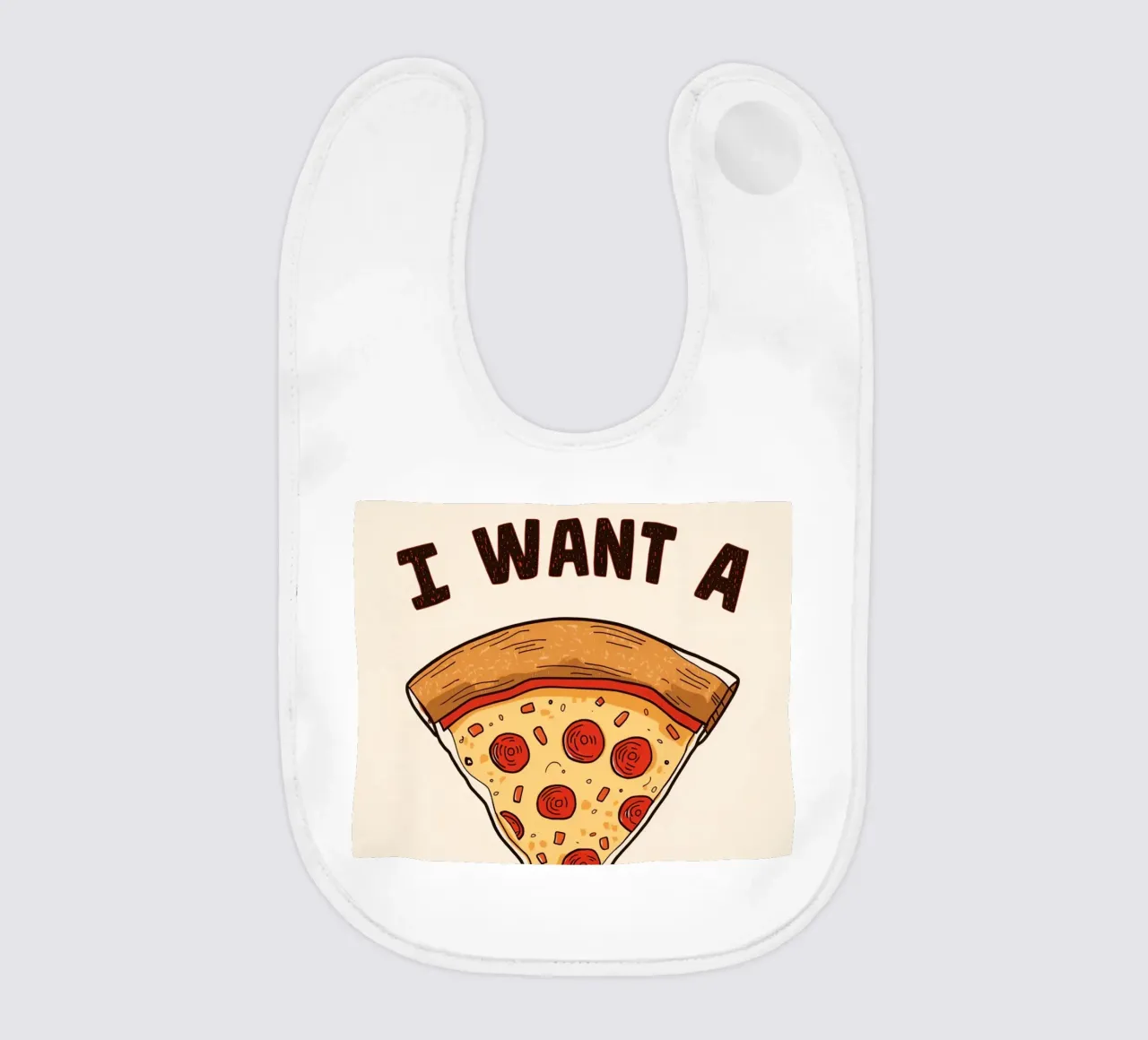 Pizza slice with "I WANT A Pizza YOU" bavaglino da DesignDoodle