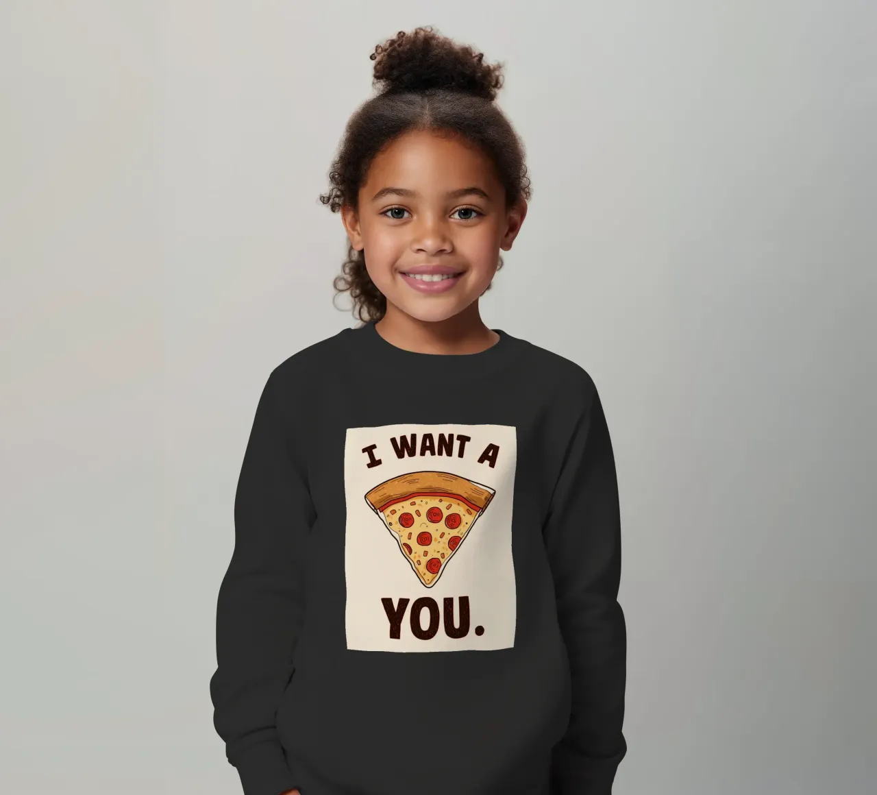 Pizza slice with "I WANT A Pizza YOU" felpa bambino da DesignDoodle