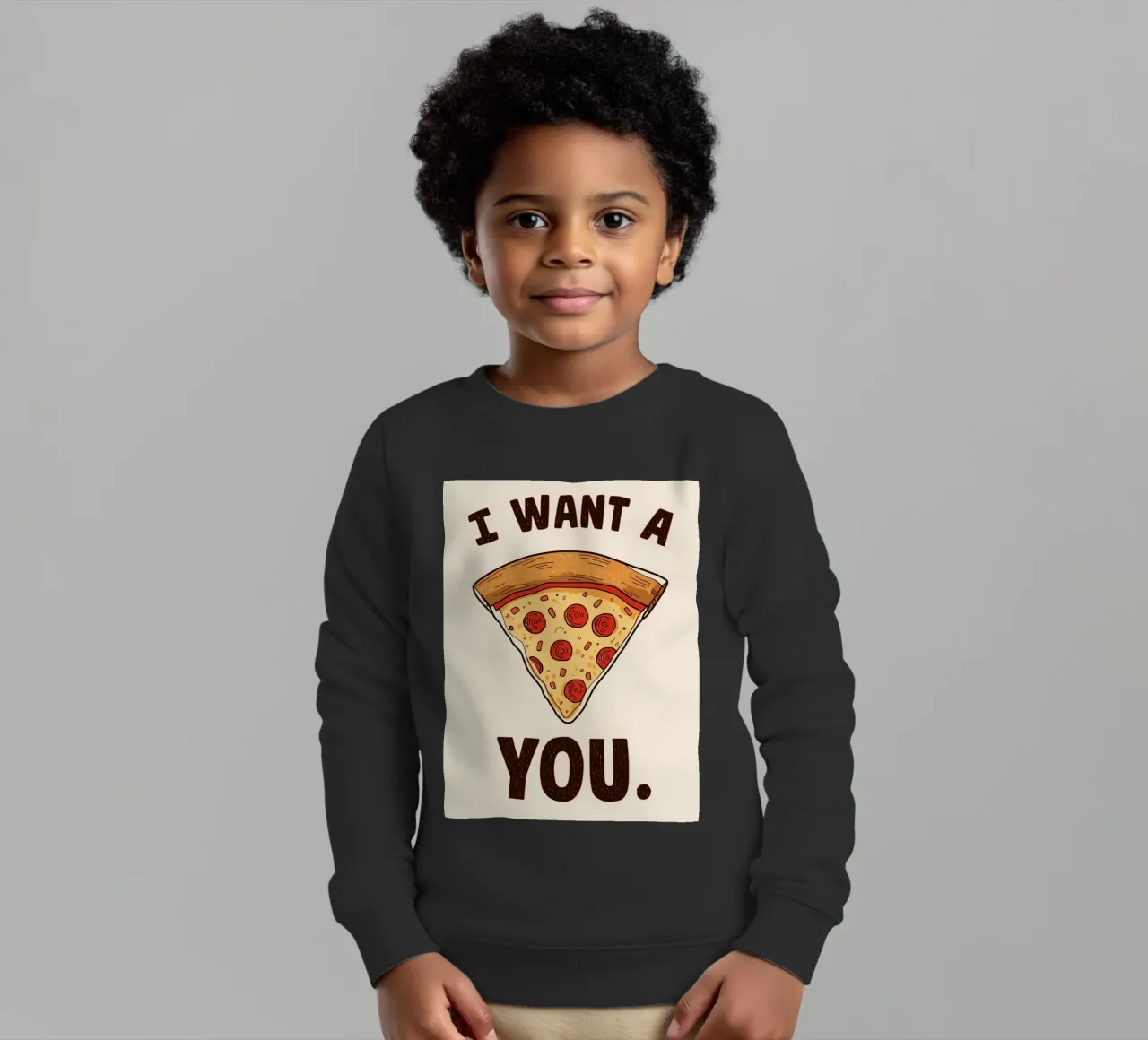 Pizza slice with "I WANT A Pizza YOU" felpa bambino da DesignDoodle