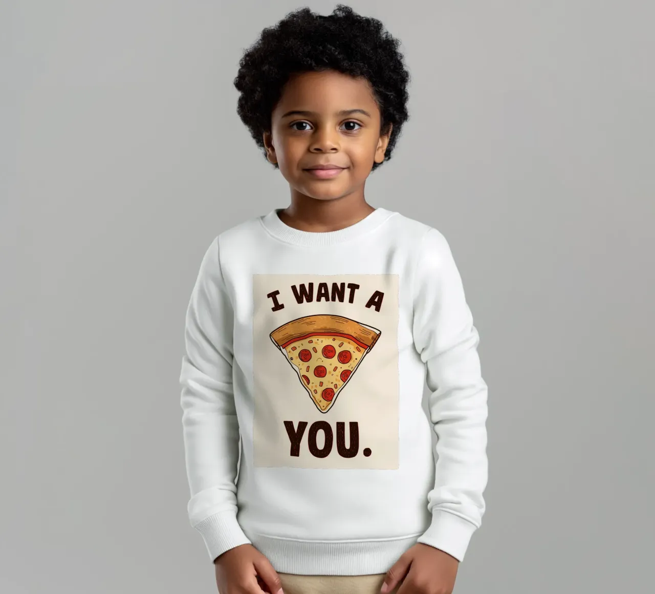 Pizza slice with "I WANT A Pizza YOU" felpa bambino da DesignDoodle