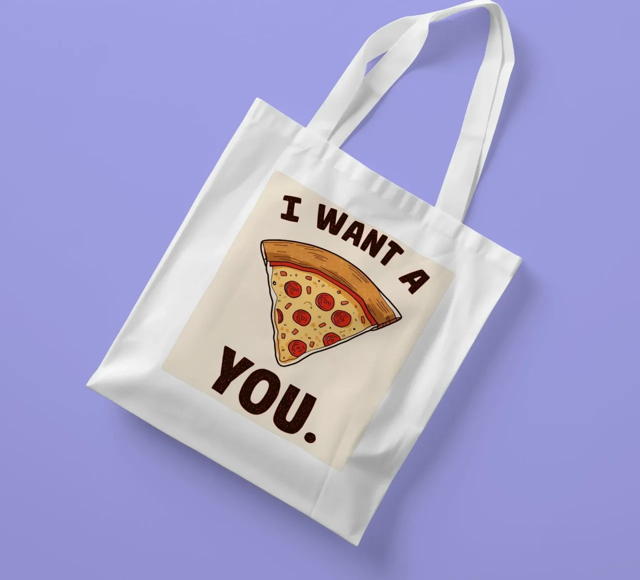 Pizza slice with "I WANT A Pizza YOU" borsa in juta da DesignDoodle