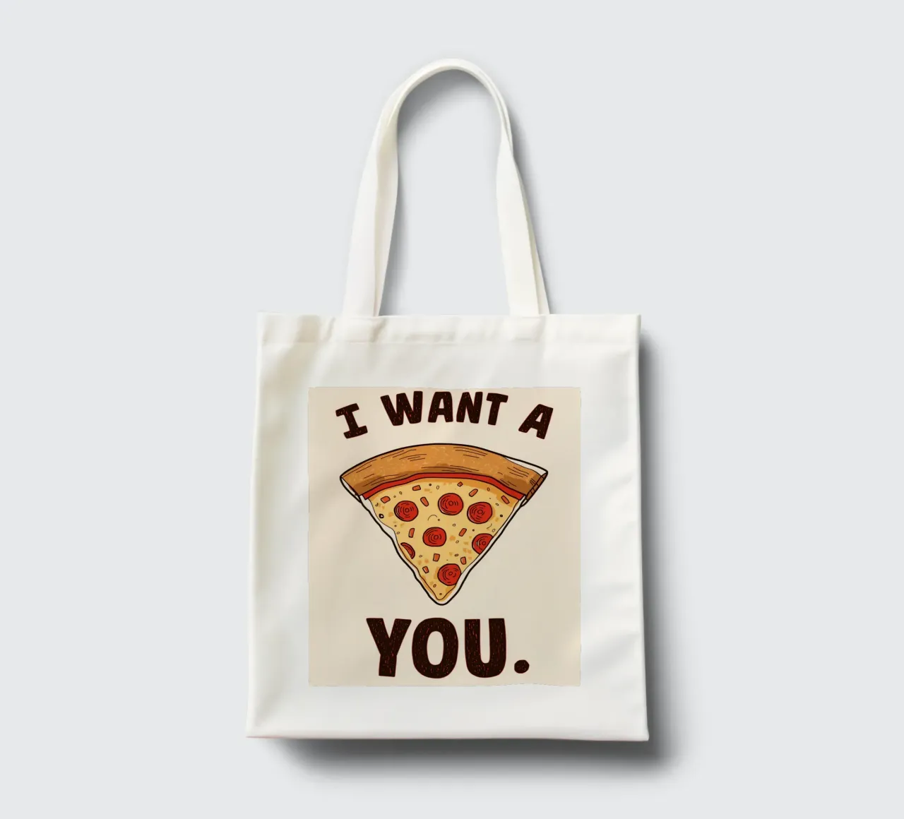 Pizza slice with "I WANT A Pizza YOU" borsa in juta da DesignDoodle