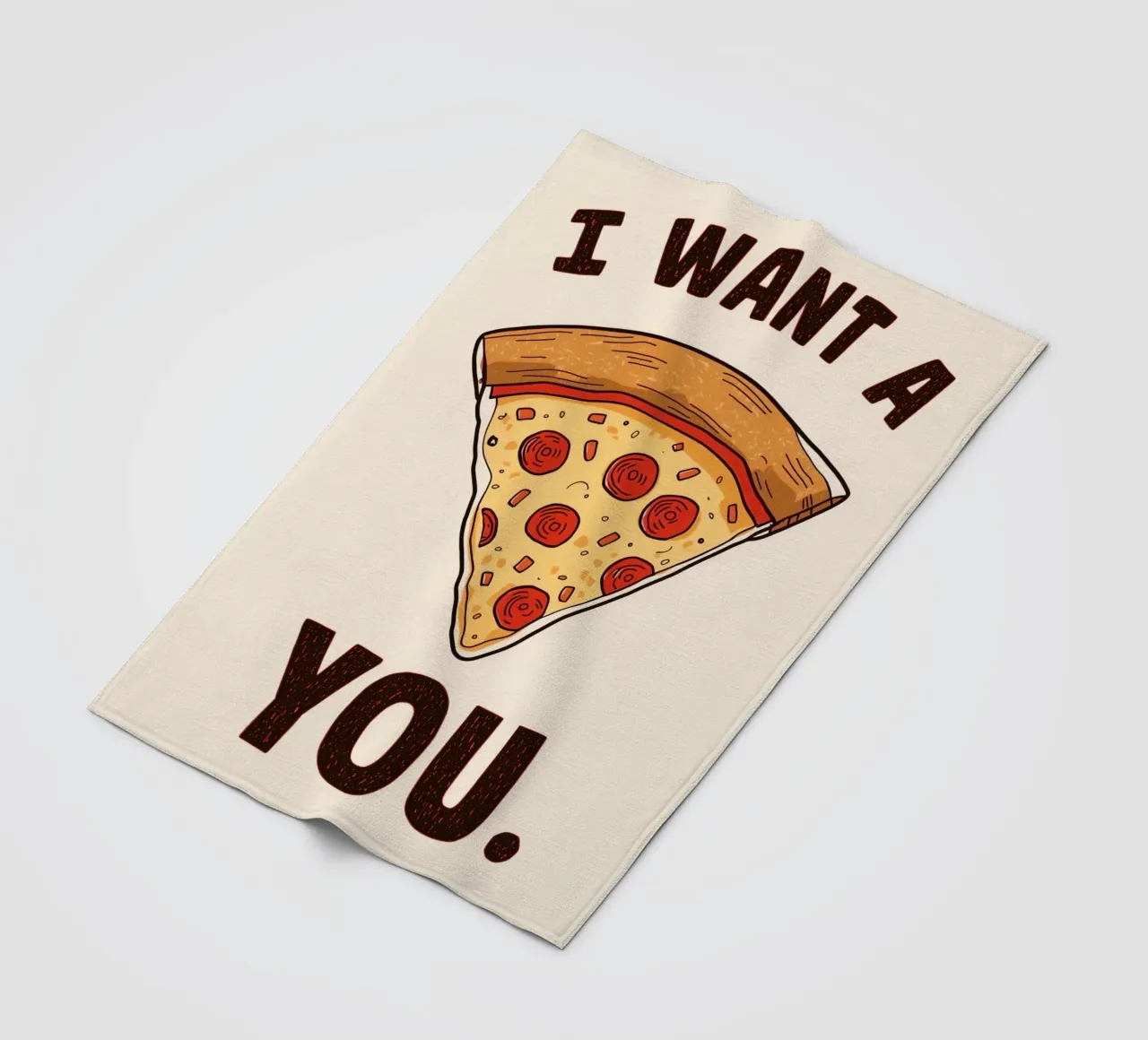 Pizza slice with 'I WANT A PIZZA YOU'. fleece blanket by DesignDoodle