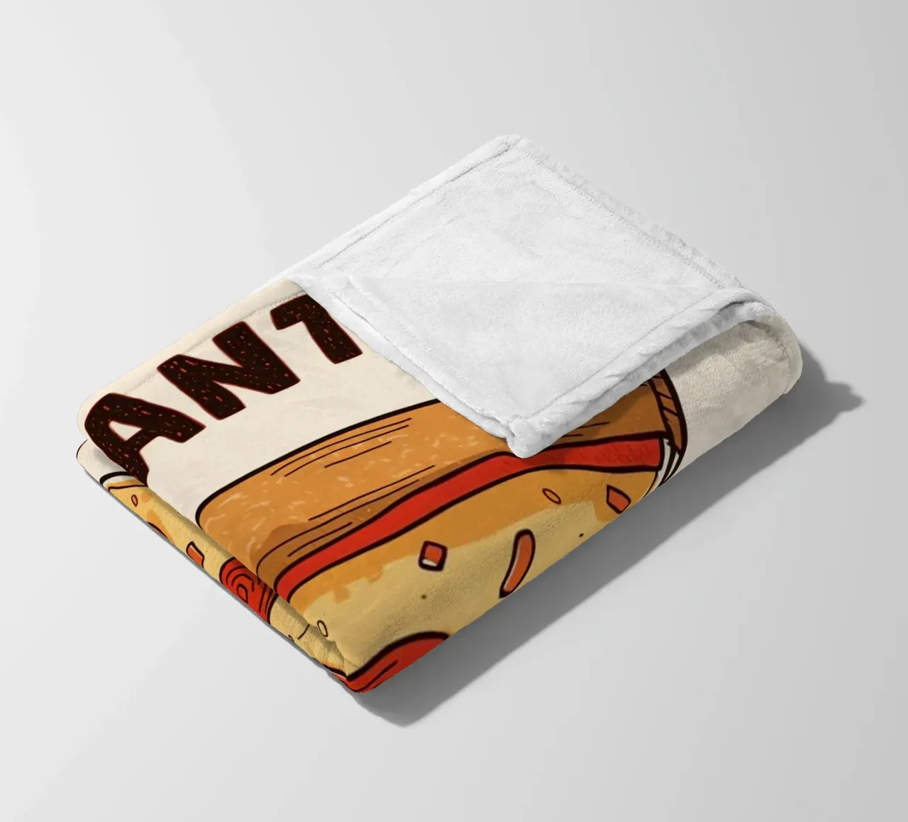 Pizza slice with 'I WANT A PIZZA YOU'. fleece blanket by DesignDoodle