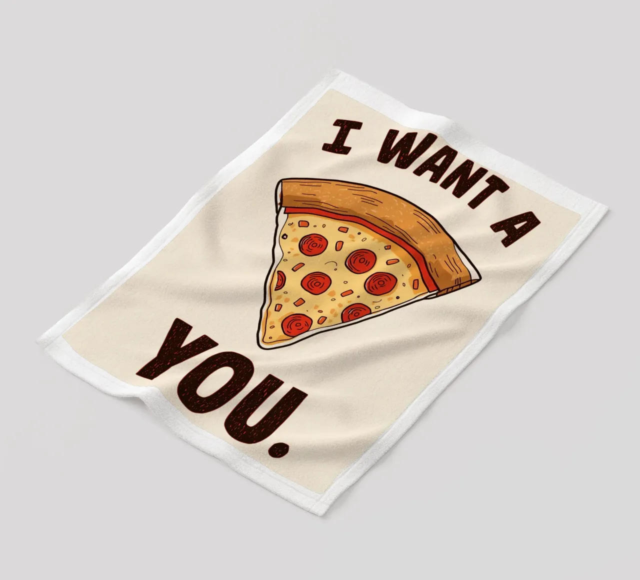 Pizza slice with 'I WANT A PIZZA YOU'. fleece blanket by DesignDoodle