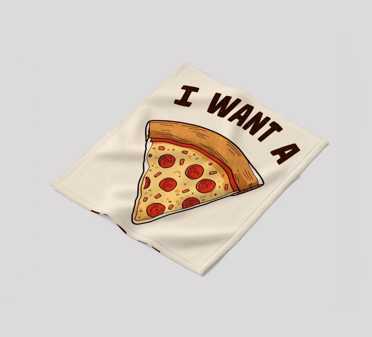 Pizza slice with 'I WANT A PIZZA YOU'. fleece blanket by DesignDoodle