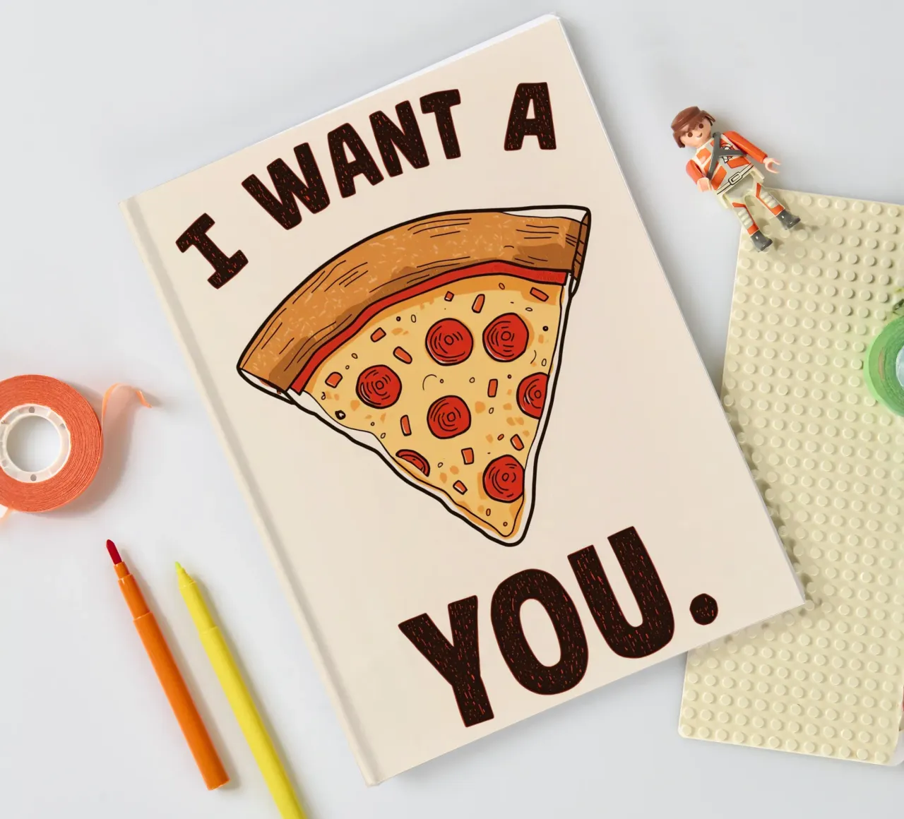 Pizza slice with 'I WANT A PIZZA YOU'. notebook by DesignDoodle