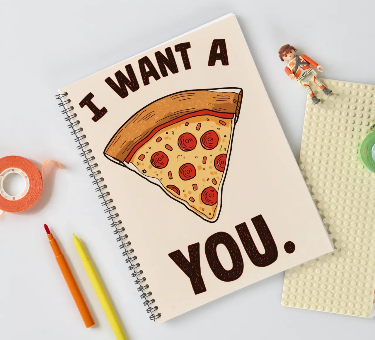 Pizza slice with "I WANT A Pizza YOU" diario ad anelli da DesignDoodle