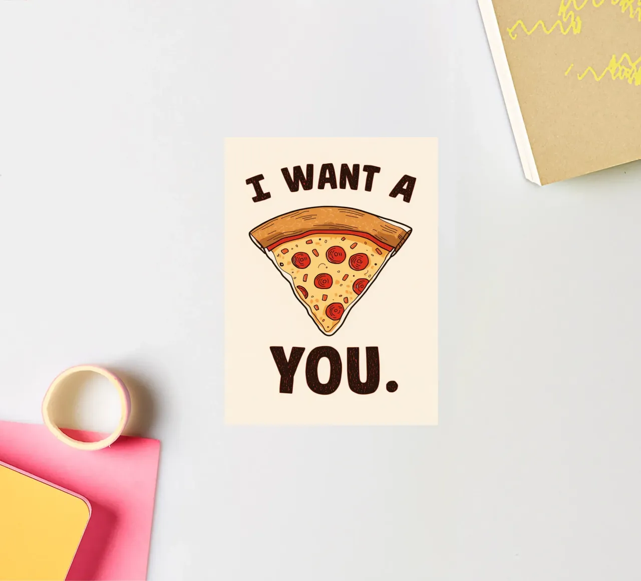Pizza slice with "I WANT A Pizza YOU" adesivo da DesignDoodle