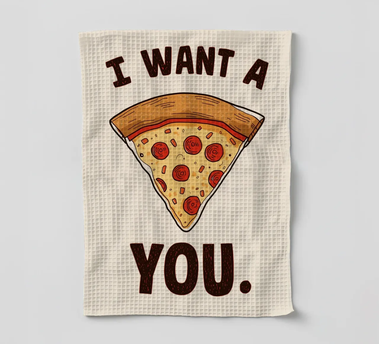 Pizza slice with "I WANT A Pizza YOU" canovaccio da cucina da DesignDoodle