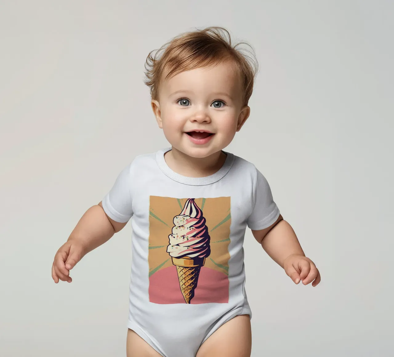 Cono gelato soft serve con zuccherini body neonato maniche corte da DesignDoodle