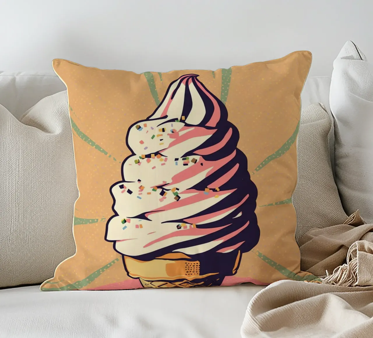 Cono gelato soft serve con zuccherini cuscino da DesignDoodle