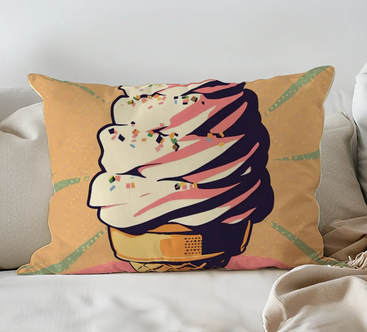 Cono gelato soft serve con zuccherini cuscino da DesignDoodle