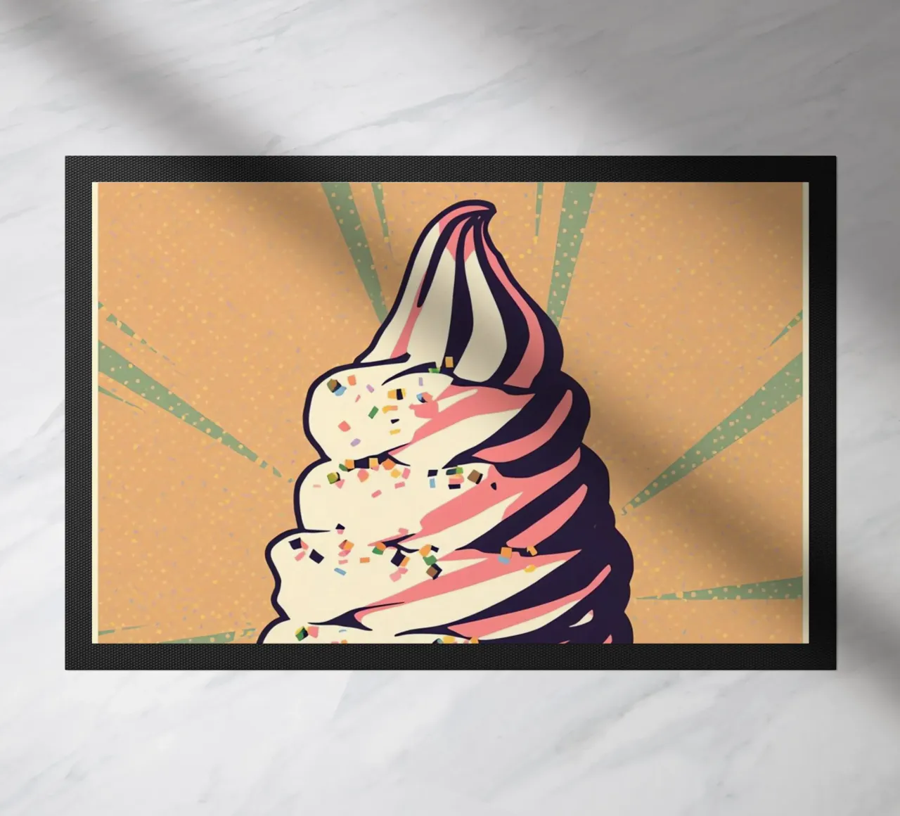 Soft Serve Ice Cream Cone with Sprinkles doormat by DesignDoodle