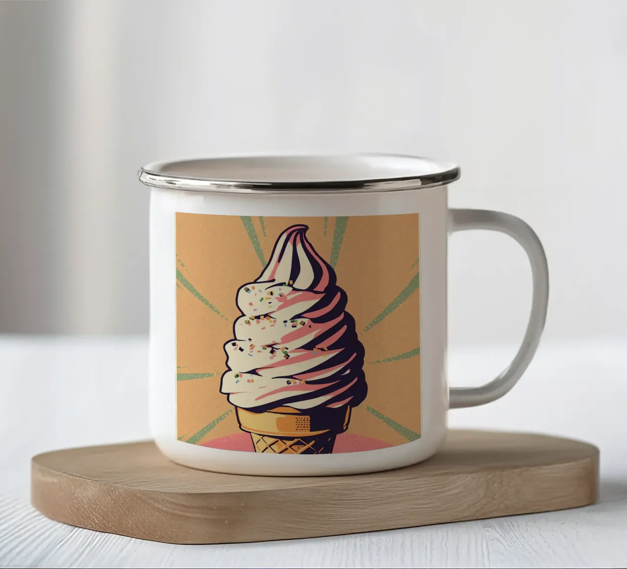 Cono gelato soft serve con zuccherini tazza in smalto da DesignDoodle